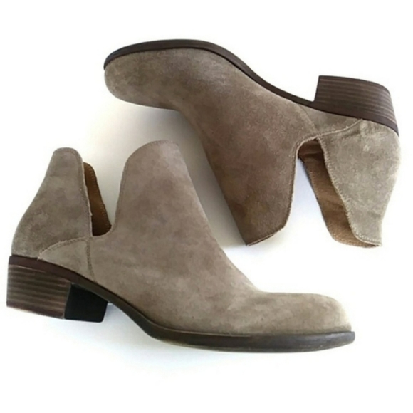 Lucky Brand | Genuine Leather Seude Taupe Booties - Picture 1 of 10